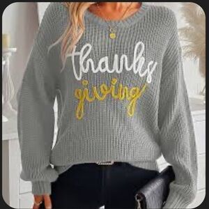 Soft Grey Thanksgiving knit sweater